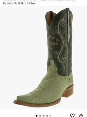 El General Green Ostrich Western Cowboy Boots